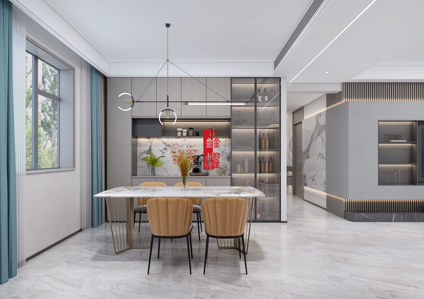 呼市專(zhuān)業(yè)裝修公司這樣設(shè)計(jì)，將相連的客廳和餐廳變成獨(dú)立空間